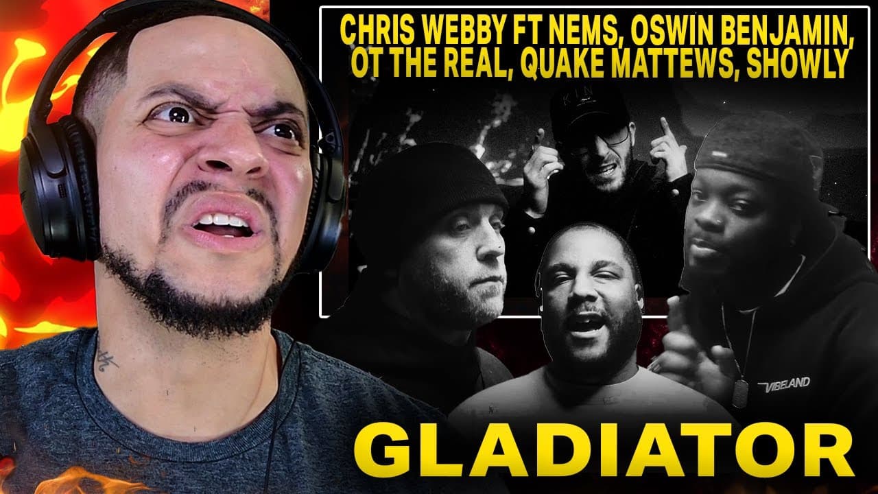 Chris Webby ft NEMS, Oswin Benjamin, OT The Real, Quake Mattews, Showly - Gladiator (LIVE REACTION)