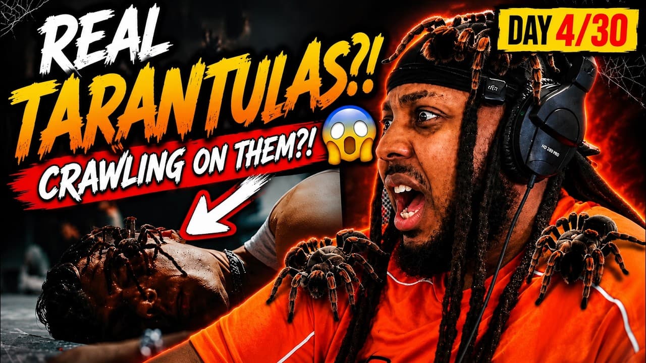 REAL Tarantulas Crawling On Them?! 😳 | REN & Chris Webby - TARANTULA Reaction (Day 4/30)